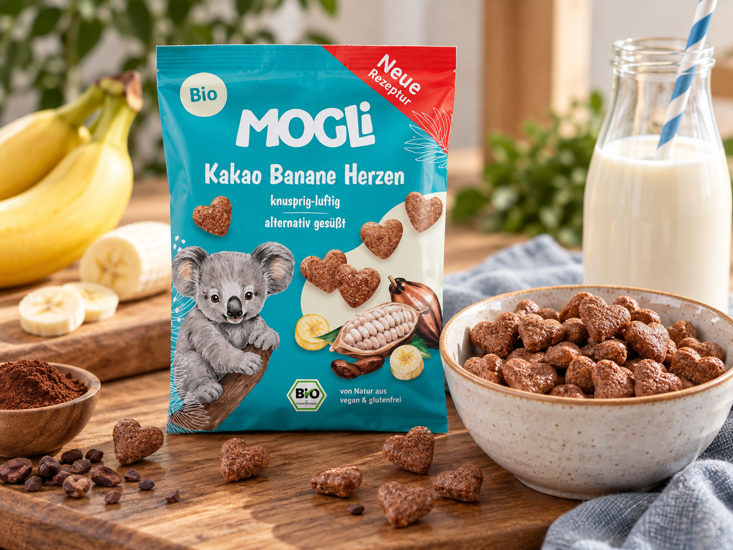 Bezlepkové křupky SRDÍČKA kakao banán BIO 30 g - Mogli
